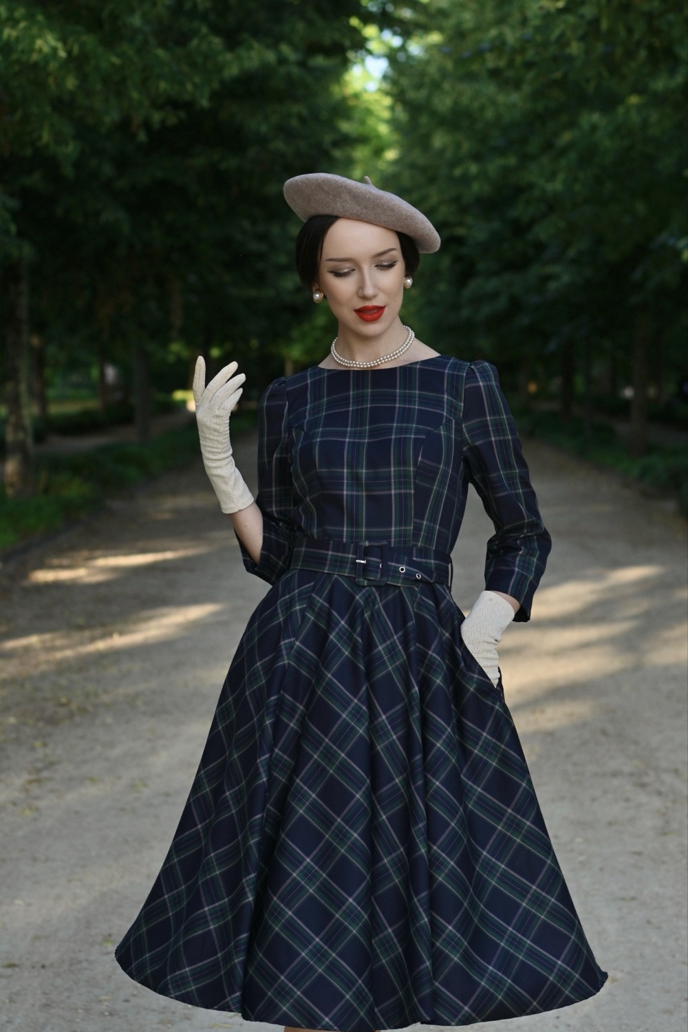 Cece Tartan Swing Dress in Extended Sizing